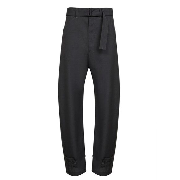 Lemaire Women Grey Tropical Wool Blend Curved Tailored Trousers